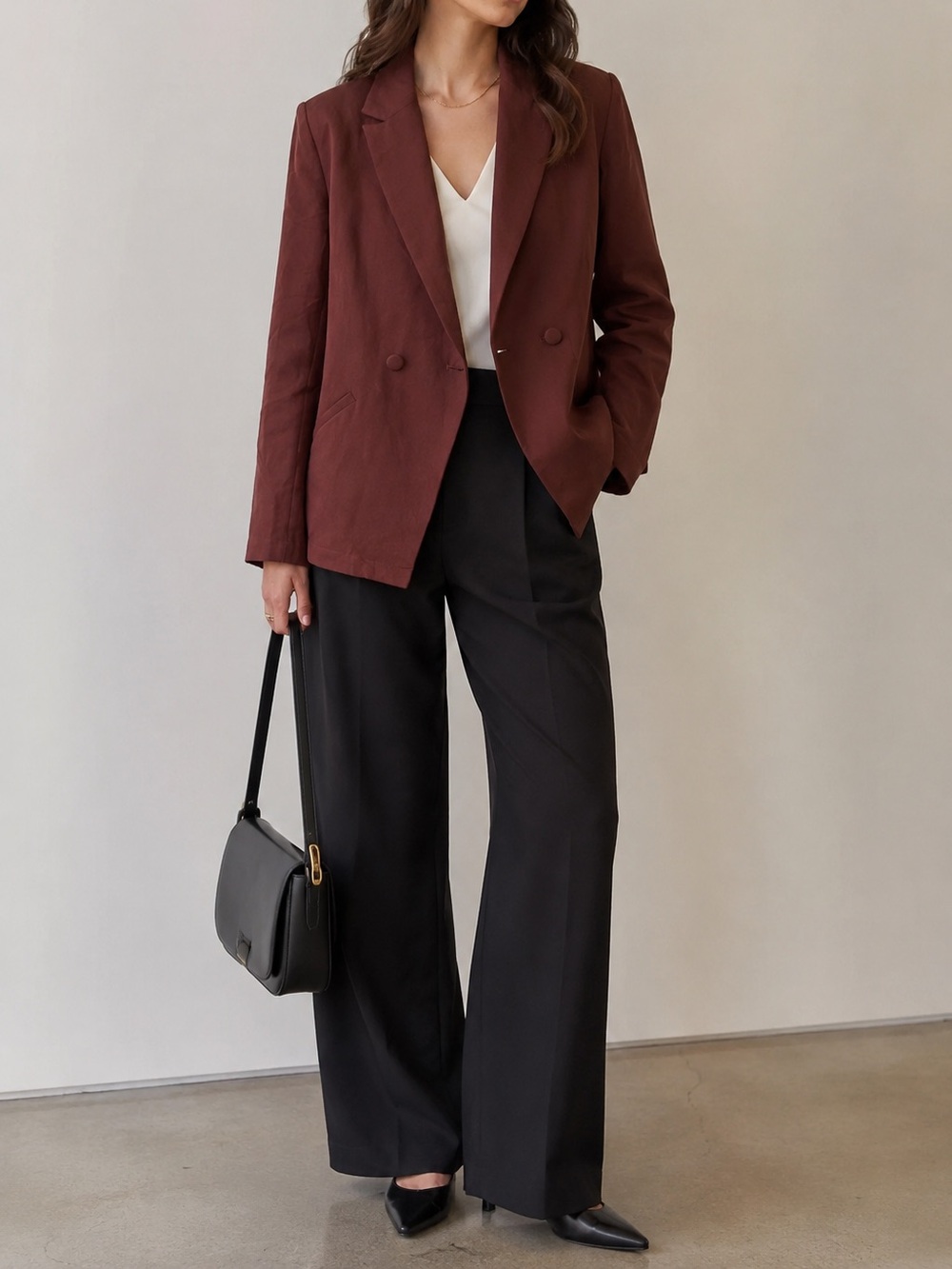 Lush Womens Garnet Double Breasted Tailored Blazer NWT Sz M Burgundy Rust Jacket
